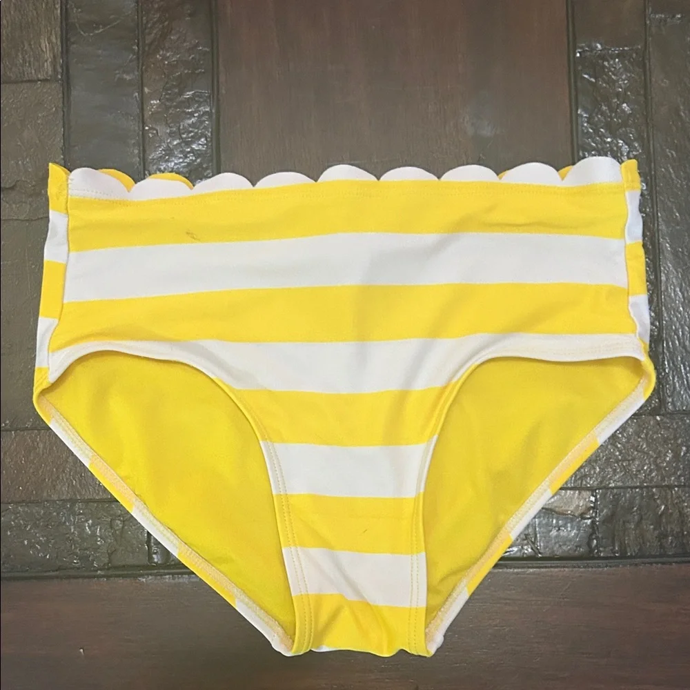 Girl's Justice Yellow & White Striped Scallop Bikini
